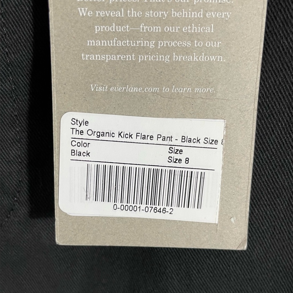 Everlane The Organic Kick Flare Pant Black Organic Cotton NWT - Picture 6 of 12
